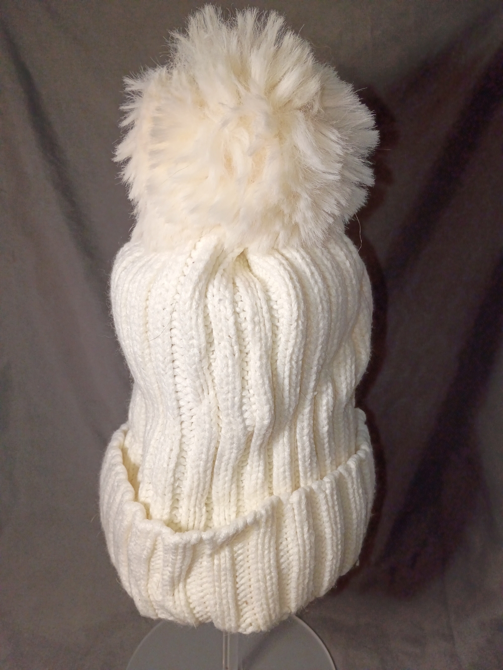 Vince Camuto Cream Knit Pom Pom Beanie